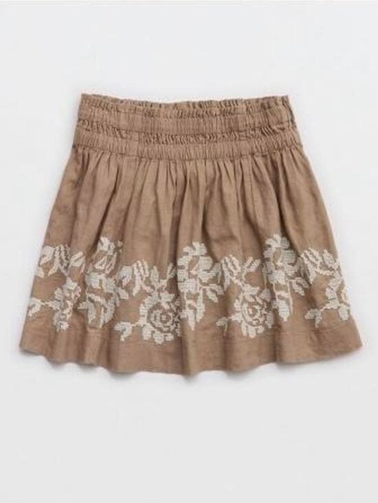aerie Dresses & Skirts - Aerie Linen Blend Embroidered Mini Skirt in Taupe NEW